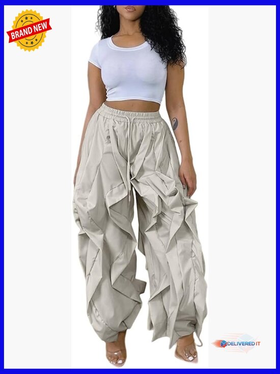 Pants - Cargo Pants Baggy Y2K Drawstring Wide Leg Streetwear Sweatpants